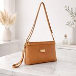 Bolsa Carteira Clutch Direto De Fábrica Topgrife Atacado Transversal Couro Cor Caramelo Tamanho único