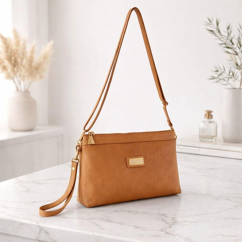 Bolsa Carteira Clutch Direto De Fábrica Topgrife Atacado Transversal Couro Cor Caramelo Tamanho único