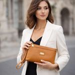 Bolsa Carteira Clutch Direto De Fábrica Topgrife Atacado Transversal Couro Cor Caramelo Tamanho único