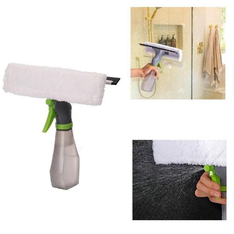 Limpador De Vidro Com Spray Rodo 3 Em 1 Para Box E Espelhos
