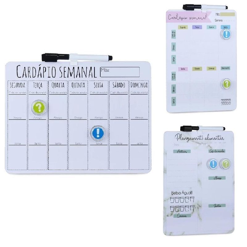 Cardapio Semanal Lousa Planejamento Planner Quadro Magnetica