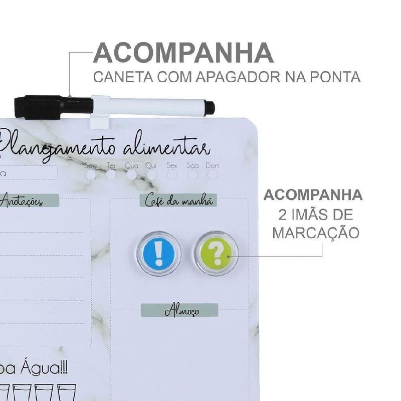 Cardapio Semanal Lousa Planejamento Planner Quadro Magnetica