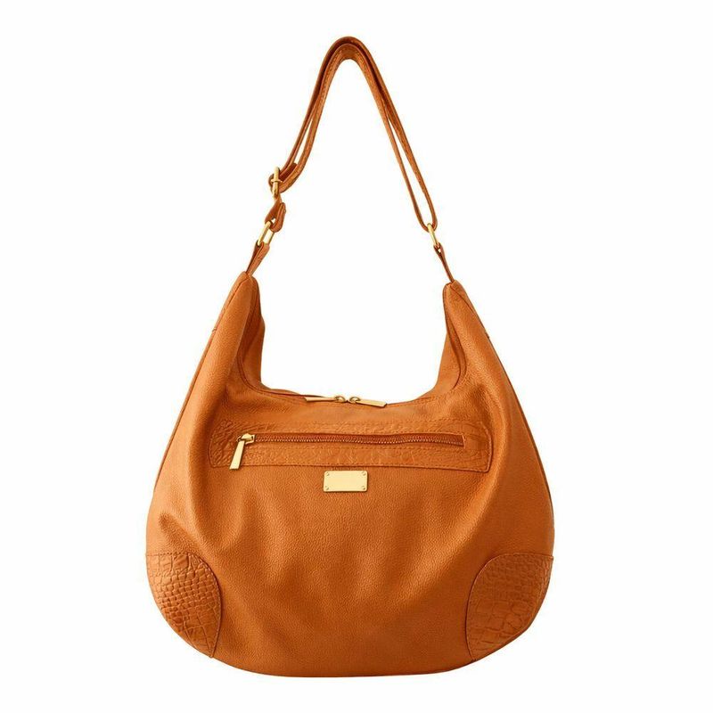 Bolsa Saco Direto De Fábrico Topgrife Meia Lua Couro Legítimo Cor Caramelo Tamanho único