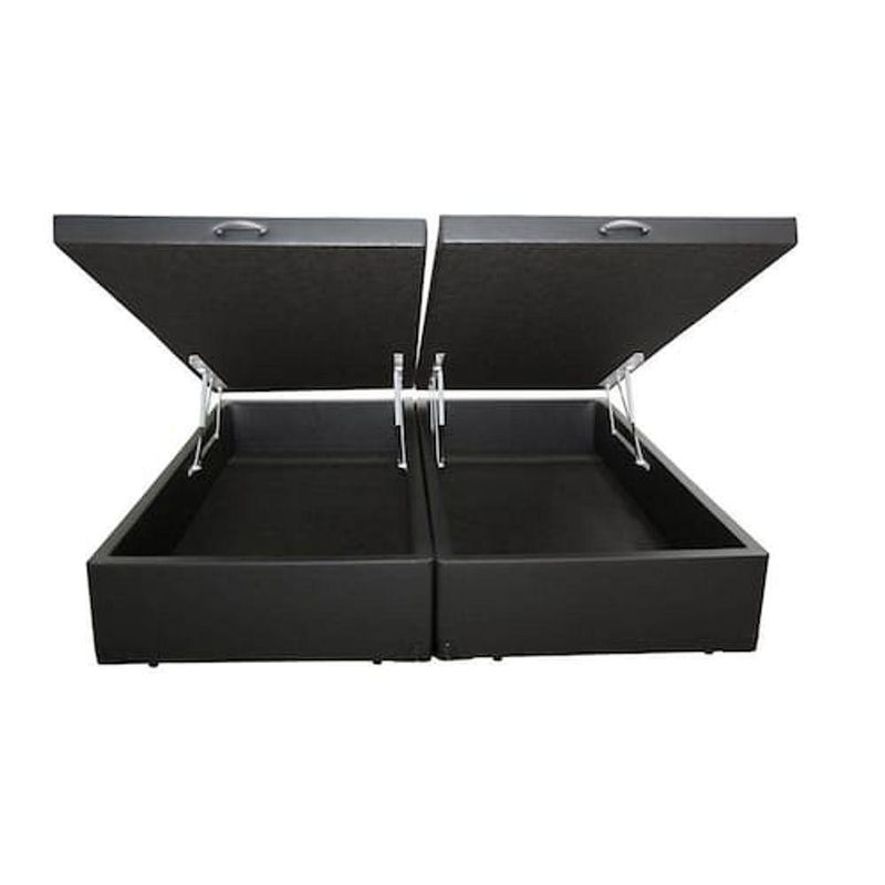 Base Box Baú King Bipartido Sintético Cinza 42x193x203