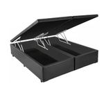 Base Box Baú King Bipartido Sintético Cinza 42x193x203