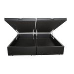 Base Box Baú King Bipartido Sintético Cinza 42x193x203