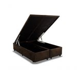 Base Box Baú King Bipartido Suede Marrom 42x193x203
