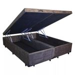 Base Box Baú King Bipartido Suede Marrom 42x193x203