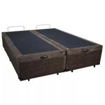 Base Box Baú King Bipartido Suede Marrom 42x193x203