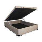 Base Box Baú Casal Suede Bege- 38x138x188