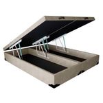 Base Box Baú King Bipartido Suede Bege 42x193x203