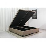 Base Box Baú King Bipartido Suede Bege 42x193x203