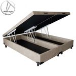 Base Box Baú King Bipartido Suede Bege 42x193x203