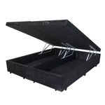 Base Box Baú King Bipartido Suede Preto 42x193x203
