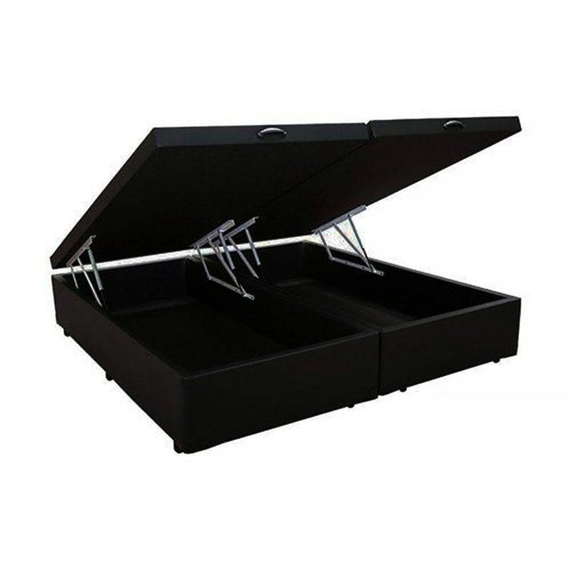 Base Box Baú King Bipartido Suede Preto 42x193x203