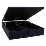 Base Box Baú King Bipartido Suede Preto 42x193x203