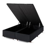 Base Box Baú King Bipartido Suede Preto 42x193x203