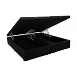 Base Box Baú King Bipartido Suede Preto 42x193x203