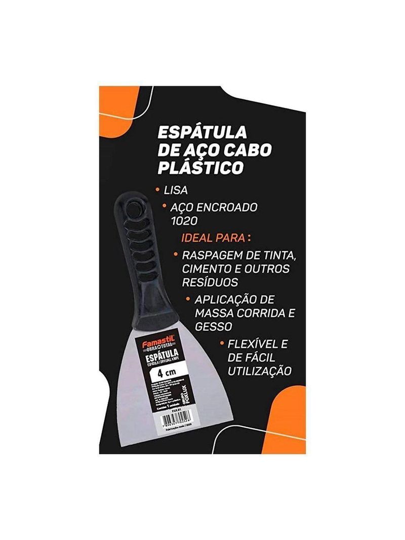 Espatula De Aco Lisa Cabo Pvc 4 Cm Famastil