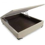 Base Box Baú Casal Suede Bege- 38x138x188