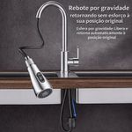 Torneira Goumert Flexivel Prateada Misturador Monocomando Extensivel Pia Quente Fria 2 Jatos