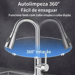 Torneira Goumert Flexivel Prateada Misturador Monocomando Extensivel Pia Quente Fria 2 Jatos