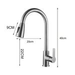 Torneira Goumert Flexivel Prateada Misturador Monocomando Extensivel Pia Quente Fria 2 Jatos