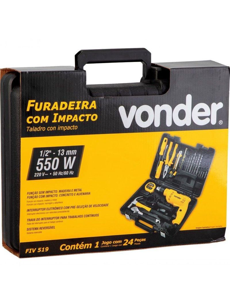 Furadeira Impacto 1-2'' Fiv 519 19 Acessórios Vonder 220V