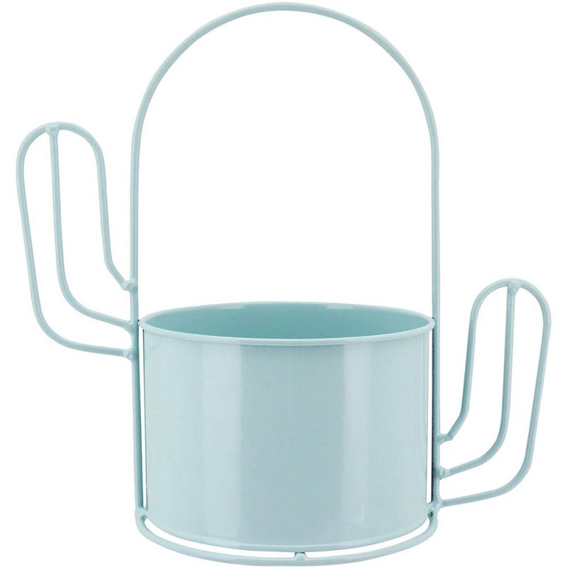 Cachepô cacto metal azul garden 23x24x13cm
