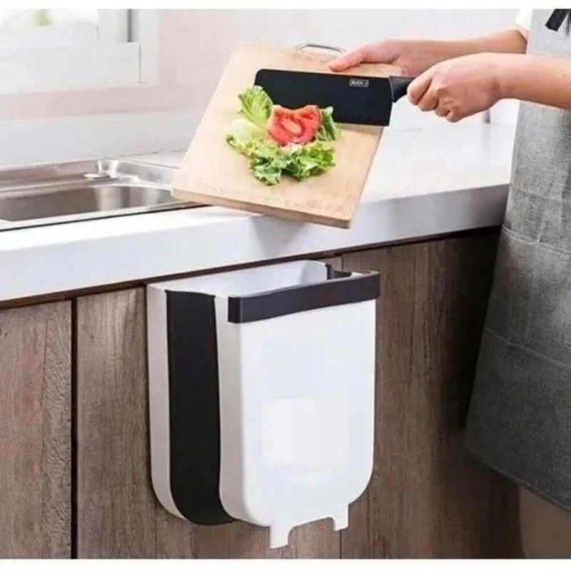 Lixeira Dobrável Cozinha Porta Armário Pia Suporte Saco Lixo