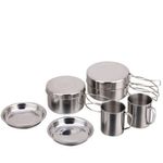 Kit Cozinha Camping Em Inox 8 Peças Para Acampamento Outdoor
