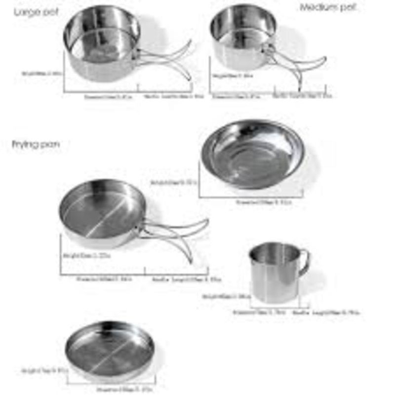 Kit Cozinha Camping Em Inox 8 Peças Para Acampamento Outdoor