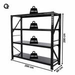 Estante de Aço Industrial Preta Gallant 200kg 2,00m x 2,00m x 0,60m (GPR39ALCMA-PT)