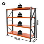 Estante de Aço Industrial Cinza com Laranja Gallant 200kg 2,00m x 2,00m x 0,60m GPR39ALCMA-CL