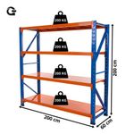 Estante de Aço Industrial Azul com Laranja Gallant 200kg 2,00m x 2,00m x 0,60m (GPR39ALCMA-LA)
