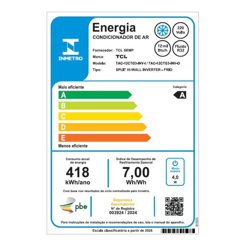 Ar Condicionado Split Inverter TCL BreezeIN AI 12000 BTUs Frio 220V TAC-12CTG3-INV
