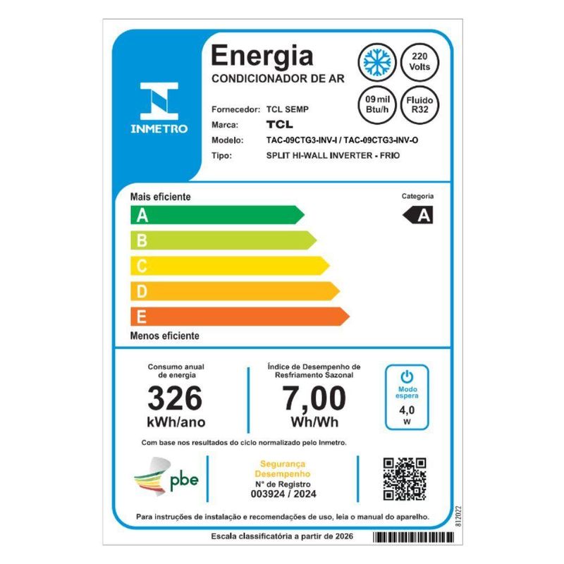 Ar Condicionado Split Inverter TCL BreezeIN AI 9000 BTUs Frio 220V TAC-09CTG3-INV
