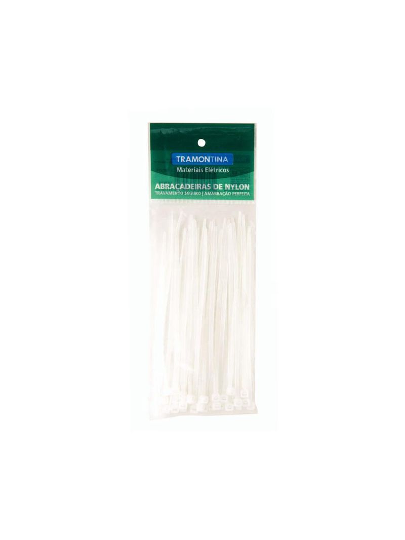 Abraçadeira de nylon 200x4,8x1,5 mm tramontina branca