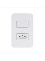 Conjunto 4x2 com 1 interruptor simples 10 a 250 v e 1 tomada 2p+t 20 a 250 v tramontina tablet branco