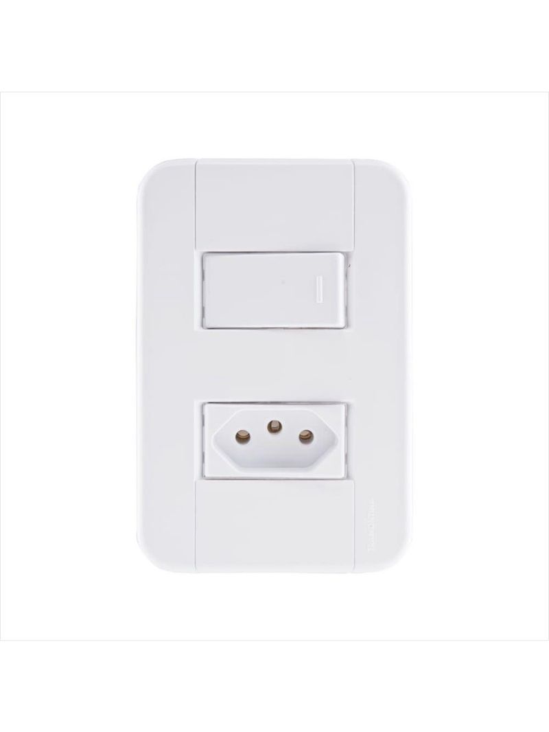 Conjunto 4x2 com 1 interruptor simples 10 a 250 v e 1 tomada 2p+t 20 a 250 v tramontina tablet branco