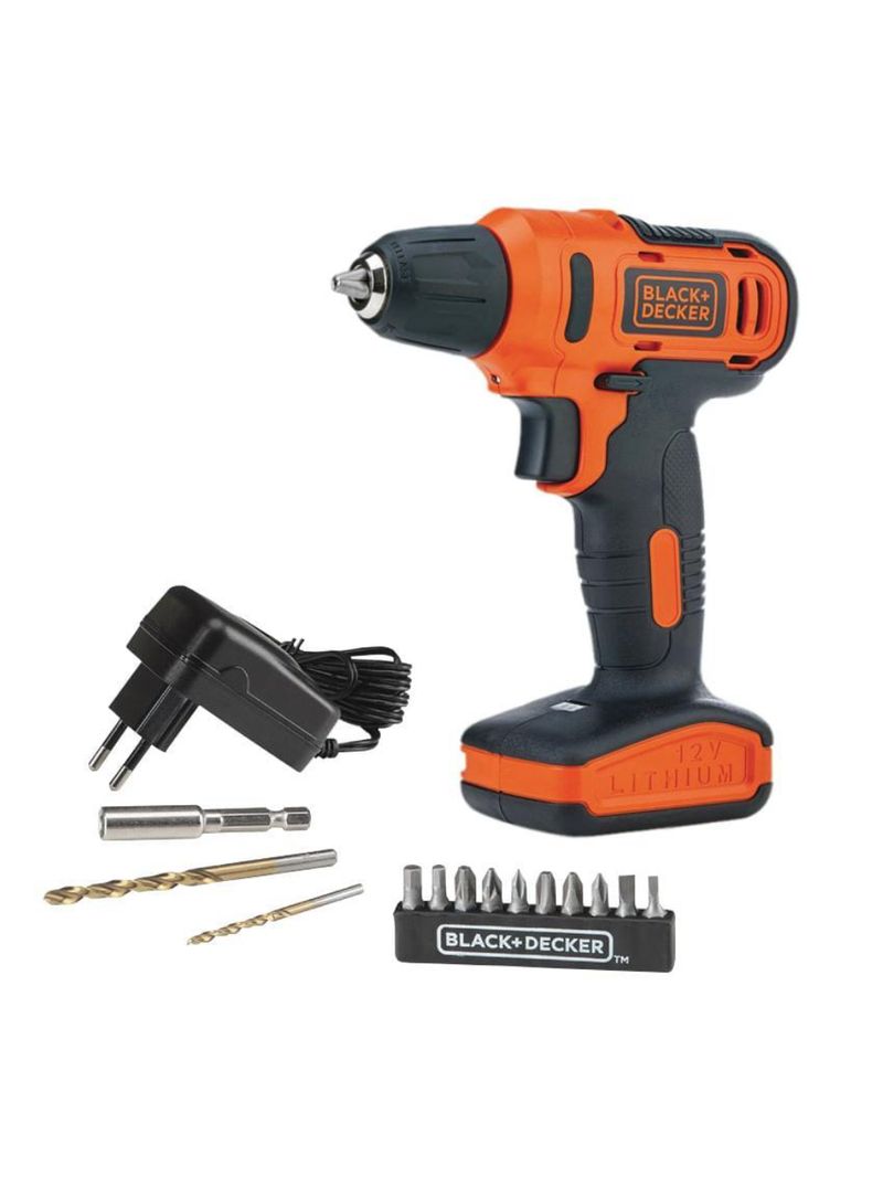 Furadeira e parafusadeira 3/8 12v 13 acessórios black+decker