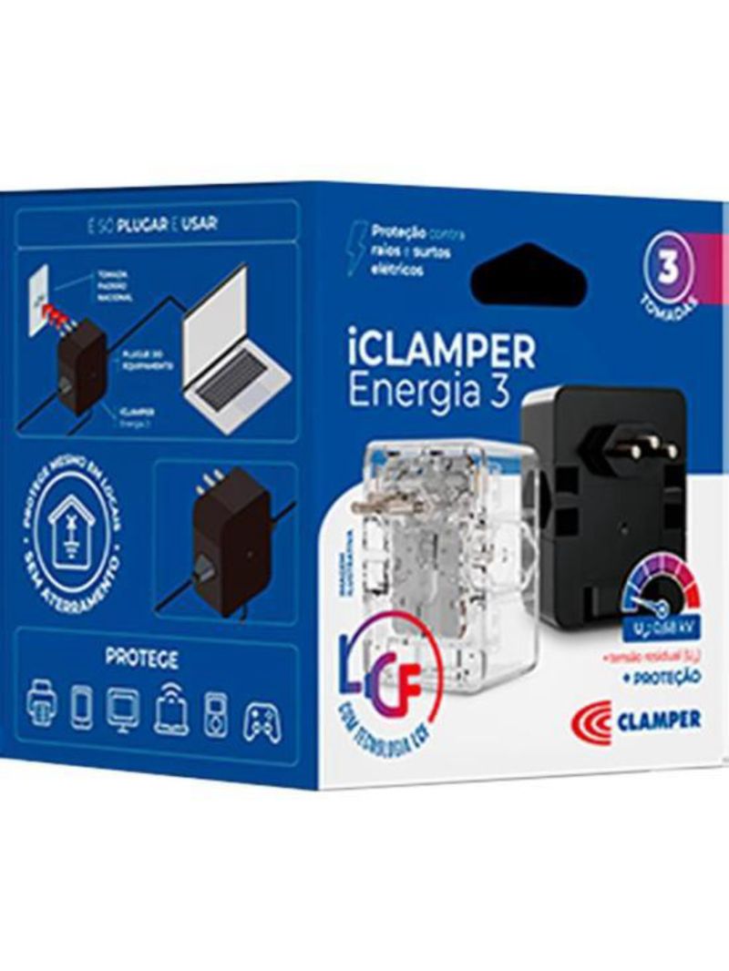Filtro contra surtos dps 3p energia 3 clamper preto