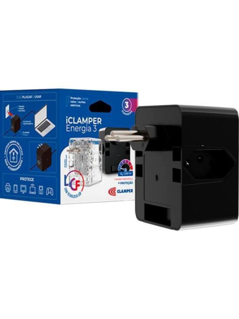 Filtro contra surtos dps 3p energia 3 clamper preto