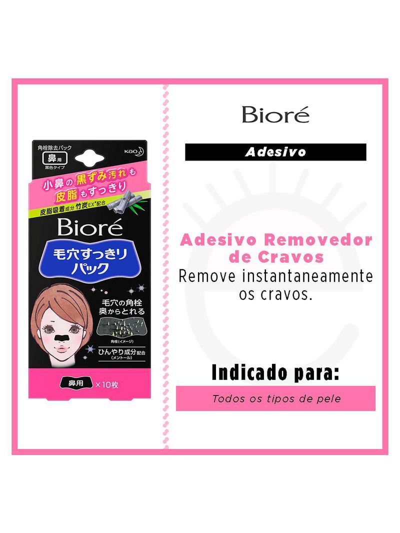 Adesivo removedor de cravos bioré - pore cleansing strips black