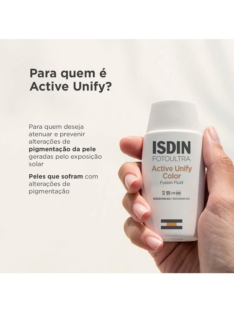 Isdin fotoultra active unify fusion protetor clareador com cor fps99