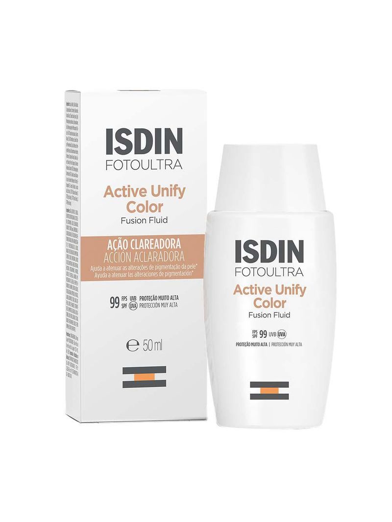 Isdin fotoultra active unify fusion protetor clareador com cor fps99