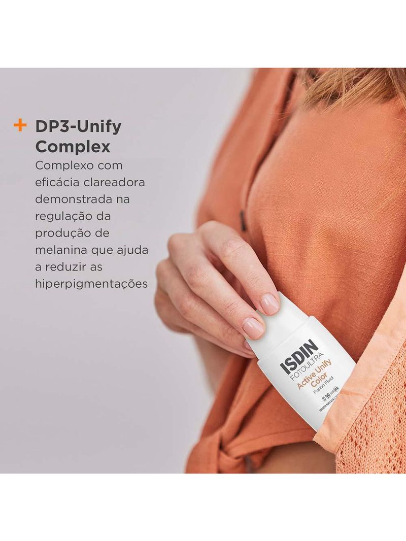 Isdin fotoultra active unify fusion protetor clareador com cor fps99