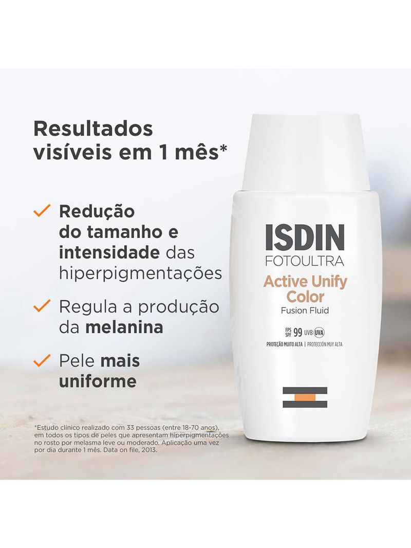 Isdin fotoultra active unify fusion protetor clareador com cor fps99