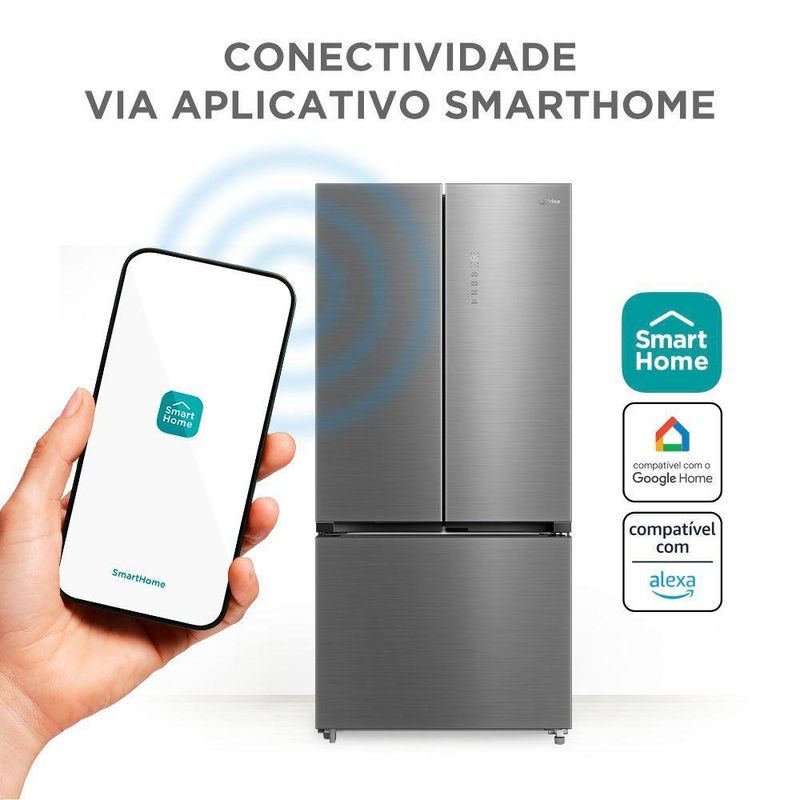 Refrigerador Midea Multidoor 672L Frost Free Inverter Inox Bivolt (MDRM905MMD463)