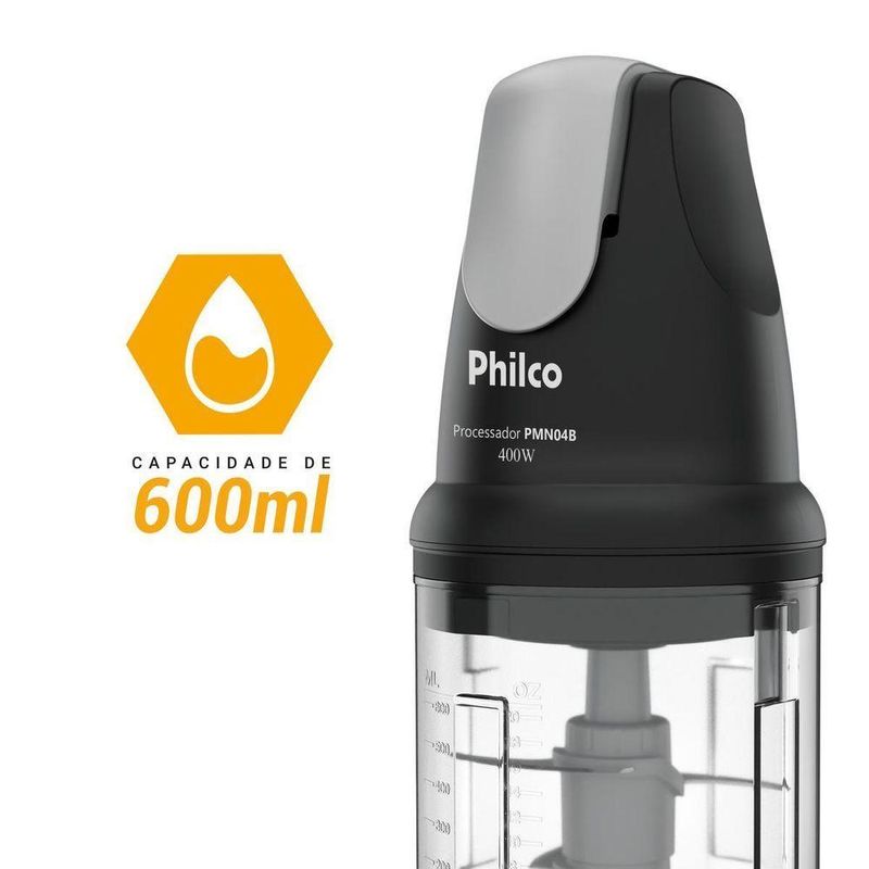 Processador de Alimentos Philco PMN04B 3 em 1 400W Preto 220V